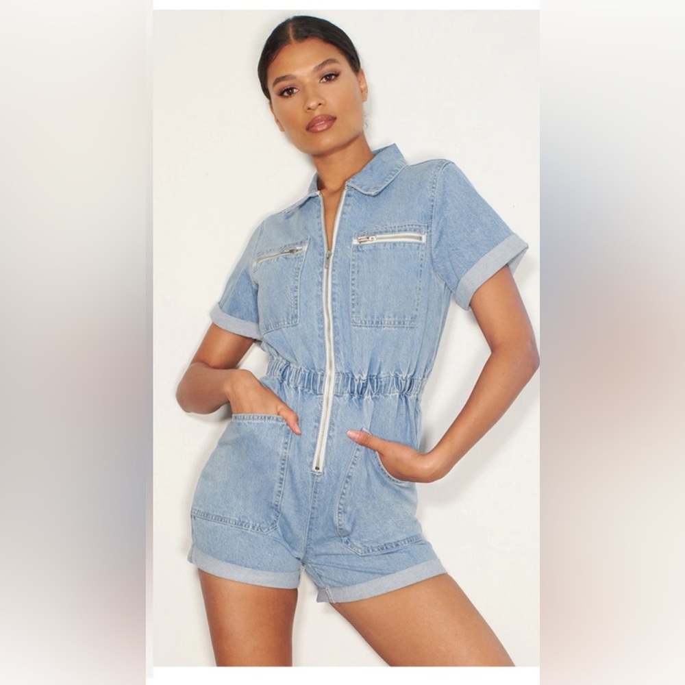 Redial/ Pretty little thing denim romper - medium